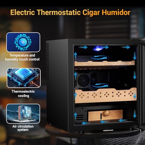Electric Humidor Cabinet 35L with Digital LED Screen and Humidity Control C6096