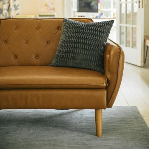 Novogratz Tallulah Memory Foam Futon Convertible Couch, Camel Faux Leather F5939