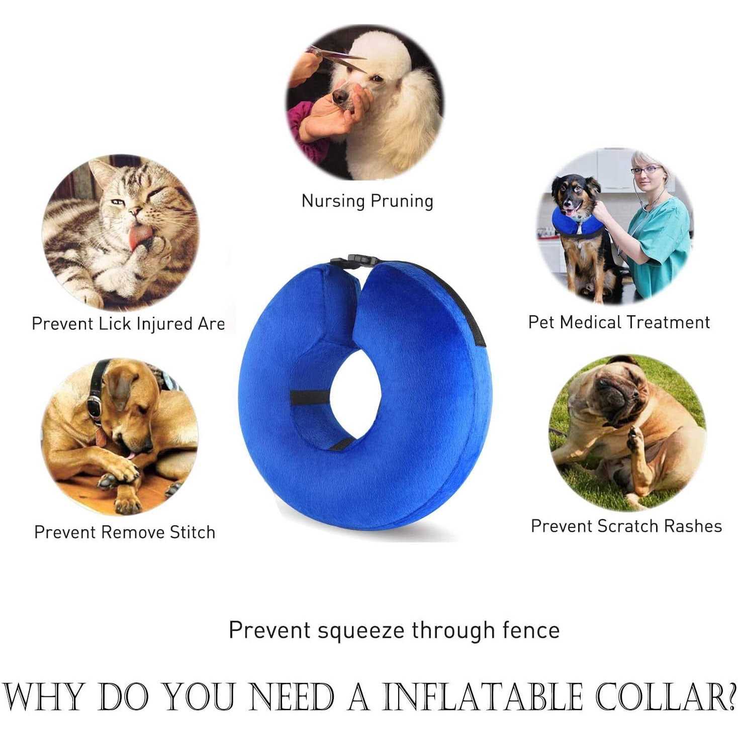Cowin Protective Inflatable Cone Collar for Dogs and Cats Soft Pet Recovery E-Collar B459992