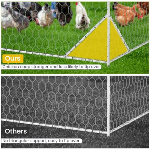 Large Metal Chicken Coop Walk-in Poultry Cage with Waterproof Cover, Double Lockable Doors X5588