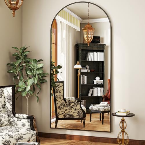BEAUTYPEAK 65"x24" Arched Full Length Floor Mirror, Black D361
