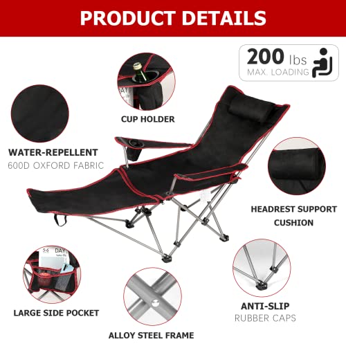 YSSOA Removable Footrest Reclining Camping Chair, Black J500901