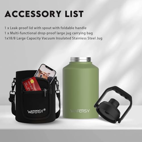 128oz Insulated Stainless Steel Water Bottle with Handle, Black W803