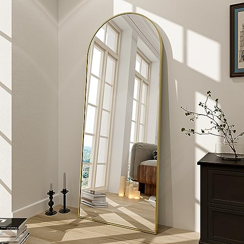 BEAUTYPEAK 65"x24" Arched Full Length Floor Mirror, Black D361