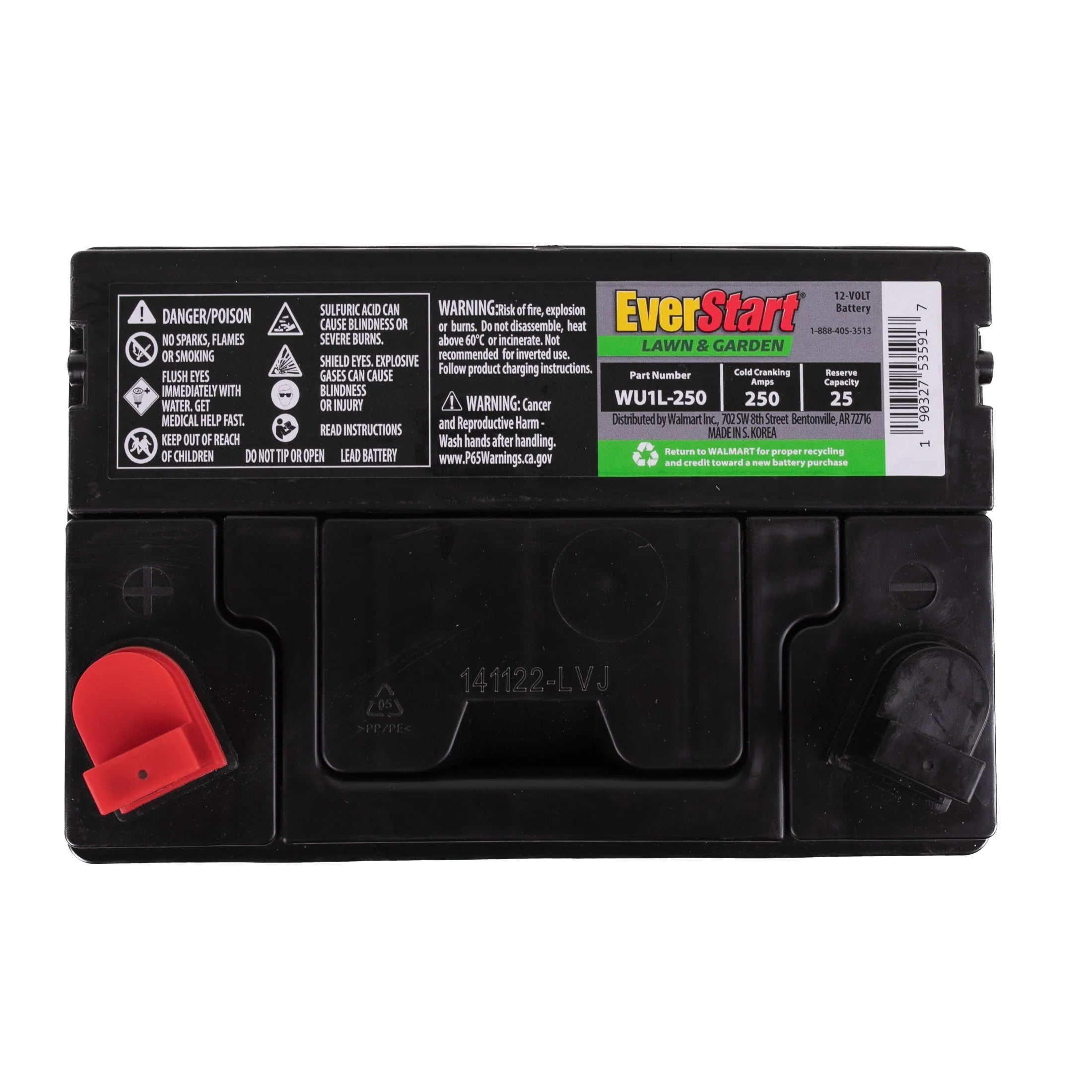 EverStart Lead Acid Lawn and Garden Battery, U1R 12V 250 CCA G738349