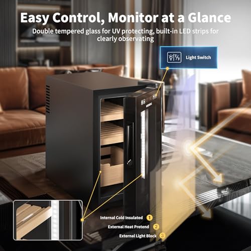 NEEDONE 23L Pro 2 SE Electric Cigar Humidor with Spanish Cedar Shelves E7583