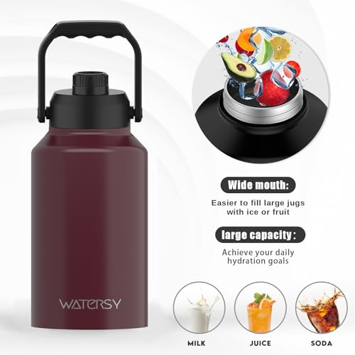 128oz Insulated Stainless Steel Water Bottle with Handle, Black W803