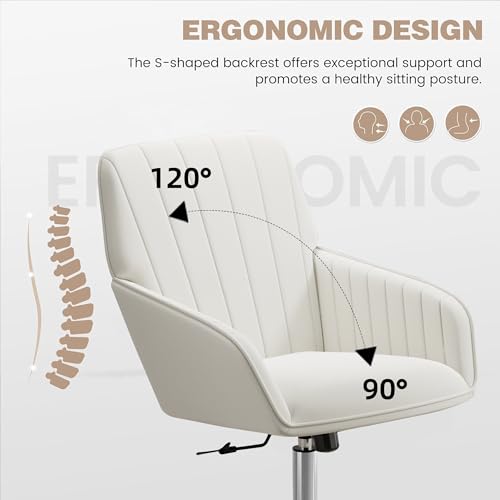 Velvet Home Office Chair with Gold Base, Swivel Desk Chair with Wheels (Cream) Z435471