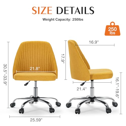 Sweetcrispy Armless Office Chair with Wheels, Adjustable Swivel Task Chair S259576