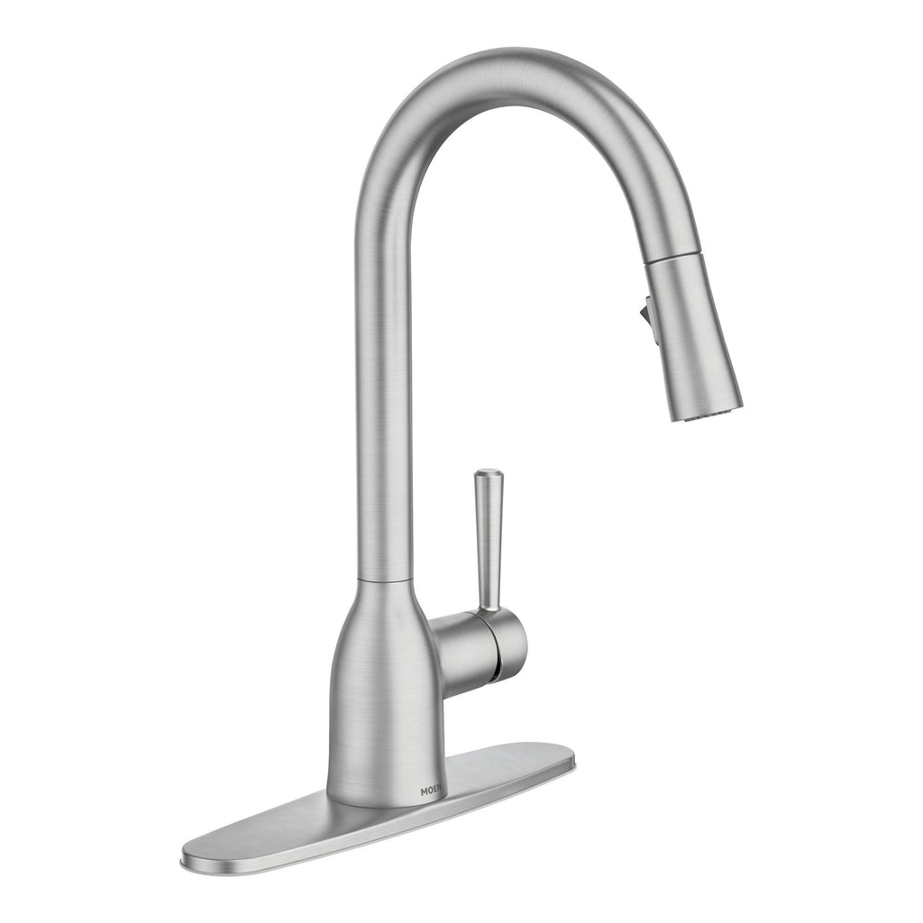 Moen 87233SRS Adler Pull Down Single Handle Kitchen Faucet with Power Clean Finish: Spot Resist Stainless