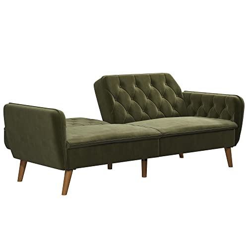 Novogratz Tallulah Memory Foam Futon Convertible Couch, Camel Faux Leather F5939