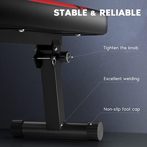 FLYBIRD Flat Bench, Foldable Weight Bench for Strength Training N1742