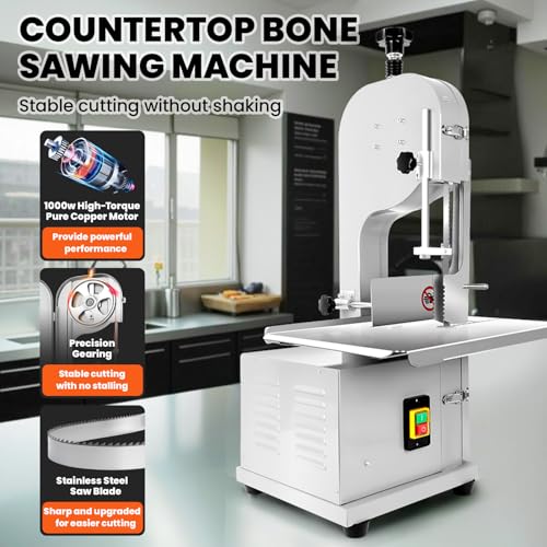 2000W Commercial Bandsaw Machine with Stainless Table, Electric Bone Saw for Meat H14037