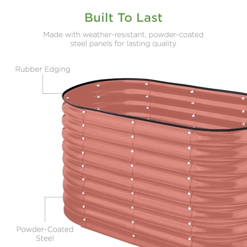 Best Choice Products 8x2x2ft Metal Raised Garden Bed Oval Planter Box for Vegetables, Herbs B5622