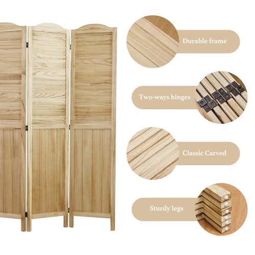 Room Partitions and Dividers, 5.6 Ft Tall Folding Wood Screen, 4 Panels S6959