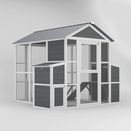 Outdoor Wooden Chicken Coop for 10 Chickens with Nesting Boxes and Run Z147