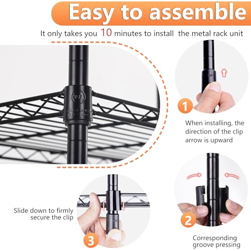 4 Tier NSF Wire Shelving Unit Heavy Duty Steel Storage Rack, Black X19089