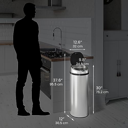 iTouchless 13 Gallon Stainless Steel Automatic Kitchen Trash Can with Lid and Odor Filter G12862