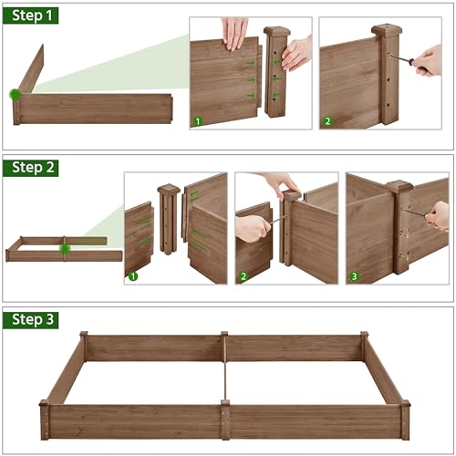 Yaheetech 8×2ft Wooden Raised Garden Bed for Flowers Vegetables Herbs Outdoor E283112