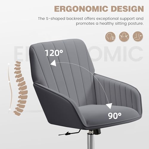 Velvet Home Office Chair with Gold Base, Swivel Desk Chair with Wheels (Cream) Z435471