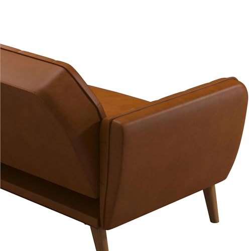 Novogratz Tallulah Memory Foam Futon Convertible Couch, Camel Faux Leather F5939