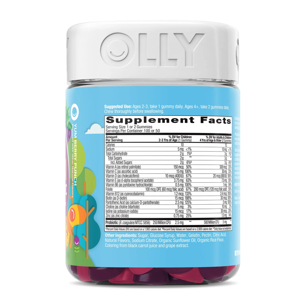 OLLY Kids Multivitamin + Probiotic Gummy, Berry, 100 Ct C887776
