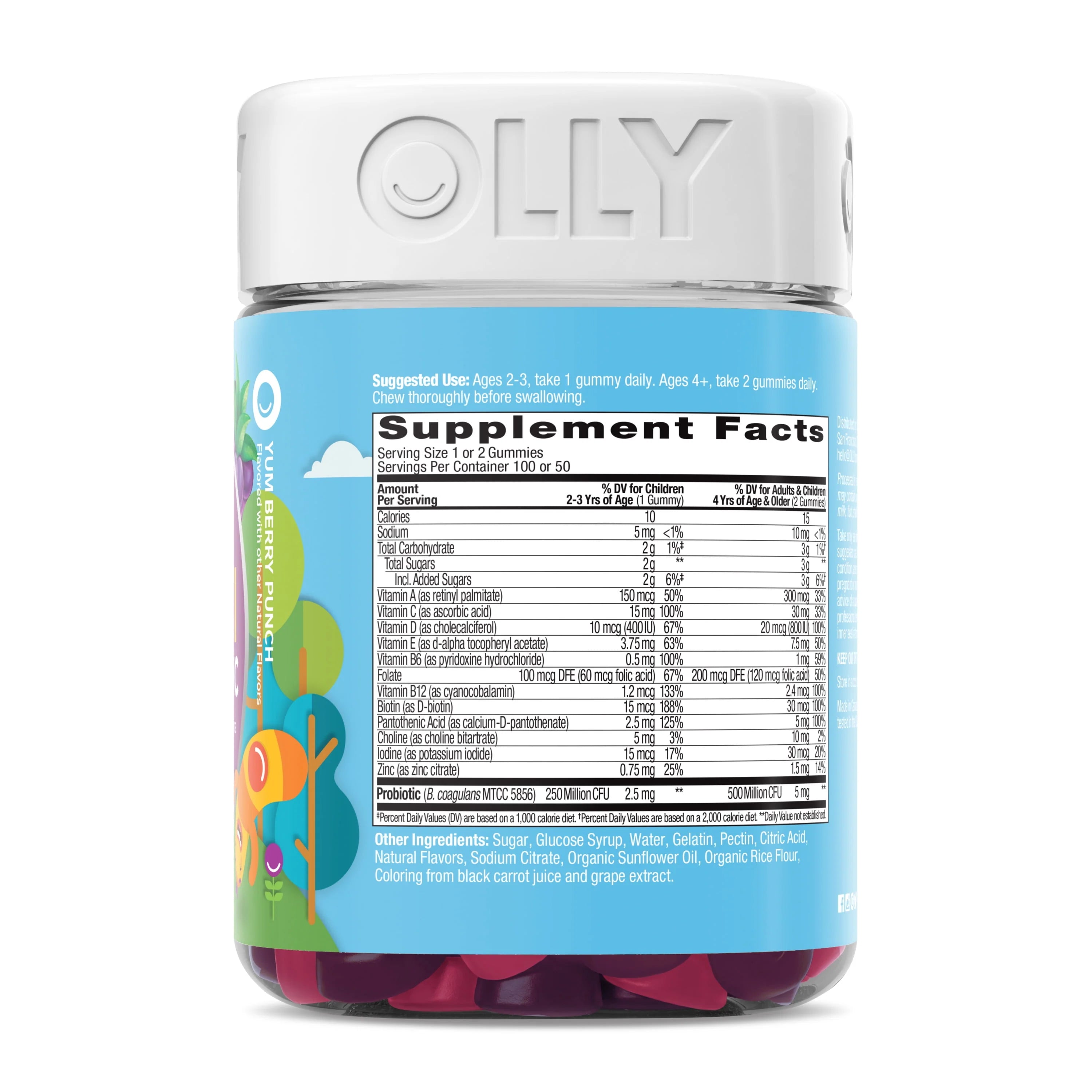 OLLY Kids Multivitamin + Probiotic Gummy, Berry, 100 Ct C887776