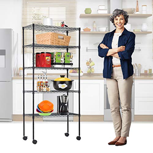 4 Tier NSF Wire Shelving Unit Heavy Duty Steel Storage Rack, Black X19089