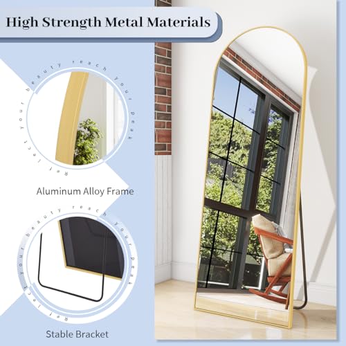 BEAUTYPEAK 65"x24" Arched Full Length Floor Mirror, Black D361