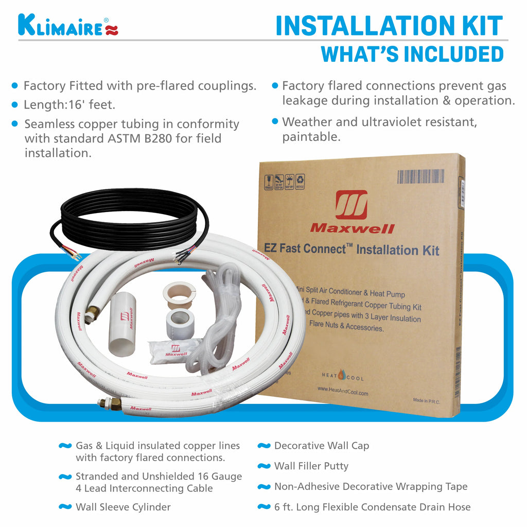 Klimaire 24,000 Btu 18.5 SEER2 Ductless Mini-Split Heat Pump Air Conditioner G262
