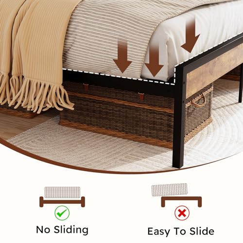 Queen Size Bed Frame with 4 Storage Drawers, LED, Charging Station, Gray L1115