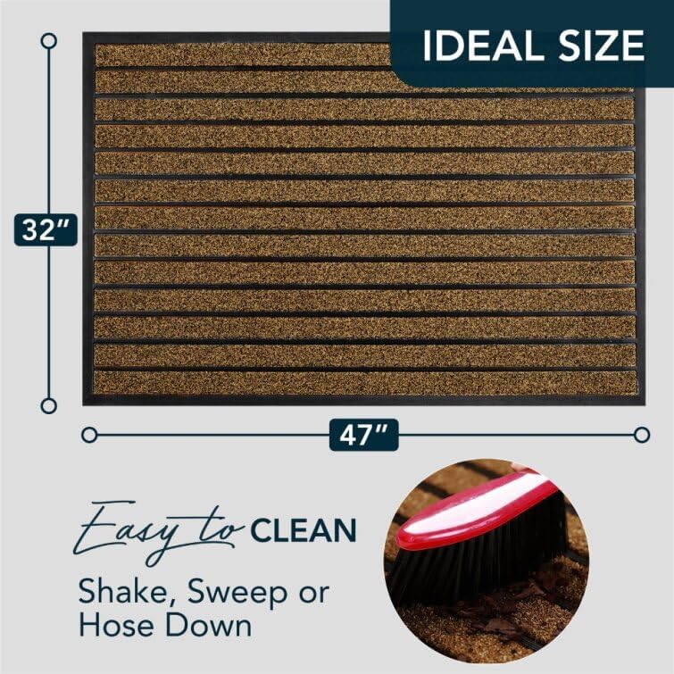 ubdyo Extra Durable Door Mat Non-Slip Outdoor Entrance 30" x 17" Bright Brown W5648
