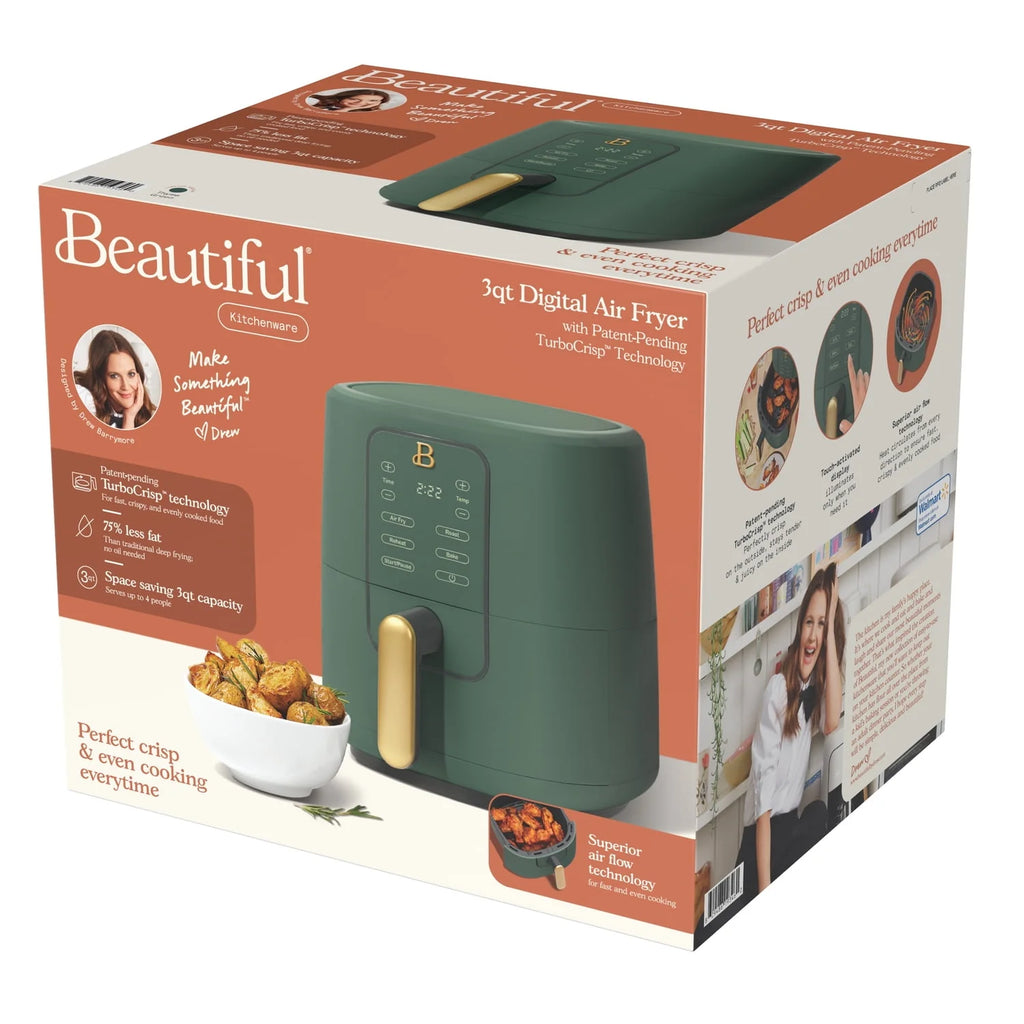 Beautiful 3 Qt Air Fryer with TurboCrisp Technology, White Icing by Drew Barrymore Q720518