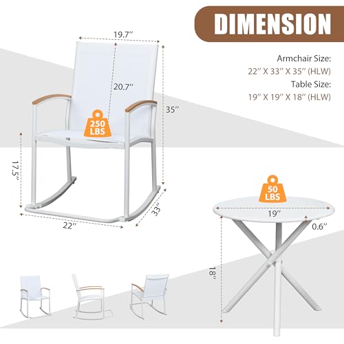 Shintenchi 3 Piece Outdoor Rocking Bistro Set with Table, Black R7367