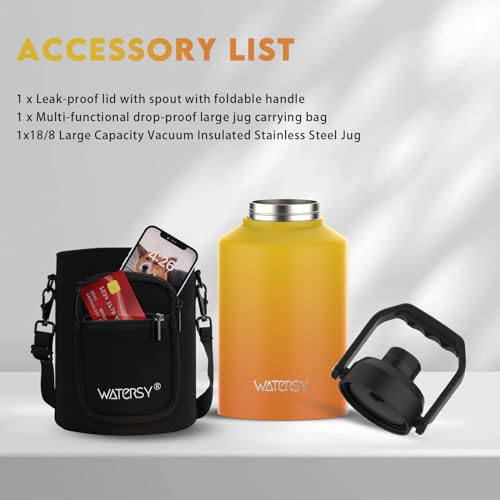 128oz Insulated Stainless Steel Water Bottle with Handle, Black W803