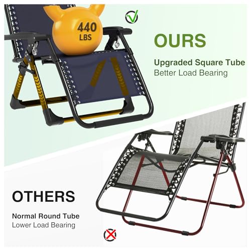 Suteck Zero Gravity Chair Reclining Camping Lounge with Removable Cushion and Cup Holder Z41184