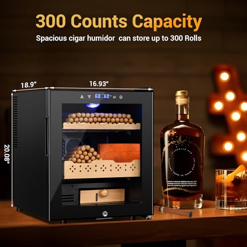 Electric Humidor Cabinet 35L with Digital LED Screen and Humidity Control C6096