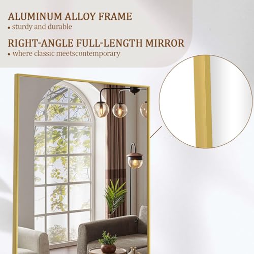 Koonmi Large Full Length Mirror with Stand, Aluminum Alloy Frame, Black G7504