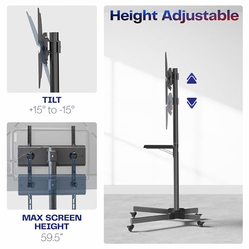 VIVO Mobile TV Cart for 32-83 inch Screens, Rolling Stand with Locking Wheels, Black F79048