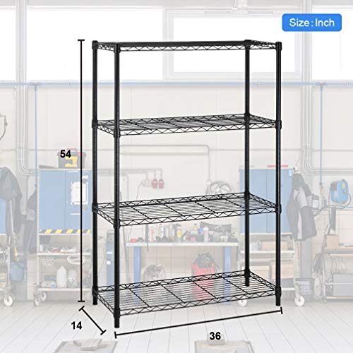 4 Tier NSF Wire Shelving Unit Heavy Duty Steel Storage Rack, Black X19089