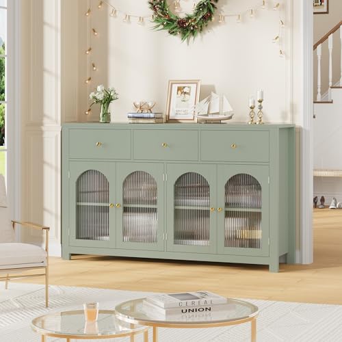 FINETONES Buffet Cabinet with Storage, 55.1" Farmhouse Sideboard, Black C356454