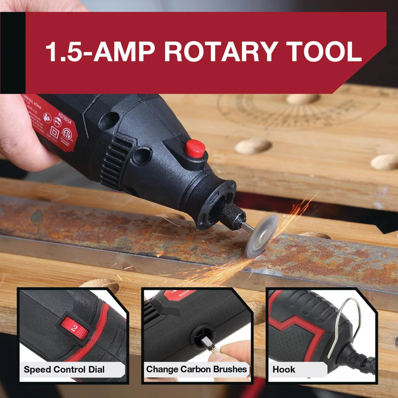 Hyper Tough 1.5 Amp Corded Rotary Tool with 105 Accessories & Storage Case R709387