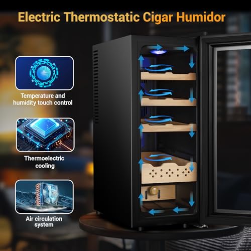 Electric Humidor for Cigars, 35L Thermostatic Cabinet with Digital LED Screen U918