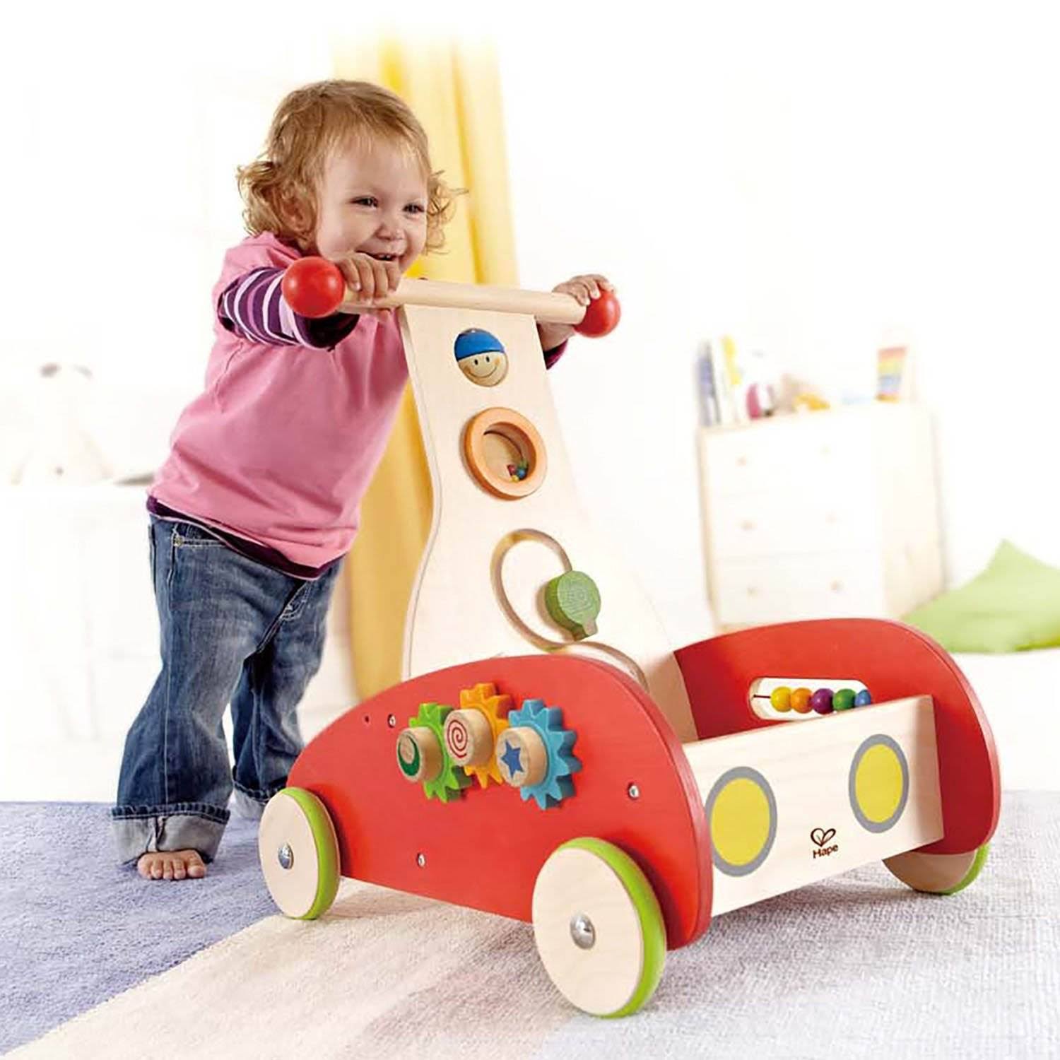 Hape Toddler Push & Pull Toy Wonder Walker Cart with Blocks G8479