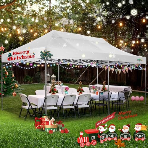 COBIZI 10x20 Heavy Duty Pop Up Canopy Tent with 6 Sidewalls, White A84790