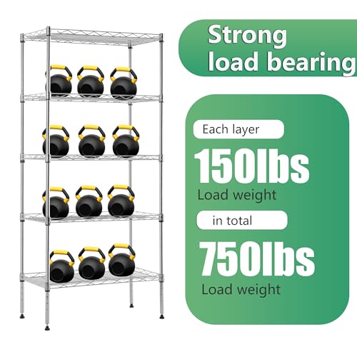 4 Tier NSF Wire Shelving Unit Heavy Duty Steel Storage Rack, Black X19089