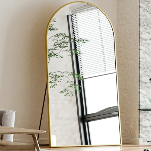 BEAUTYPEAK 65"x24" Arched Full Length Floor Mirror, Black D361