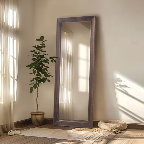 MELOMOIR Rustic Farmhouse Full Length Mirror 64"x21" Wood Frame Floor Mirror U91698