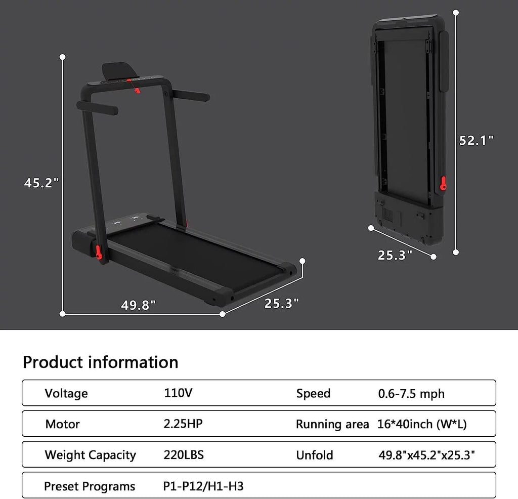 Under Desk Treadmill 2 in 1 Folding Portable Walking Electric with Remote Control S2694