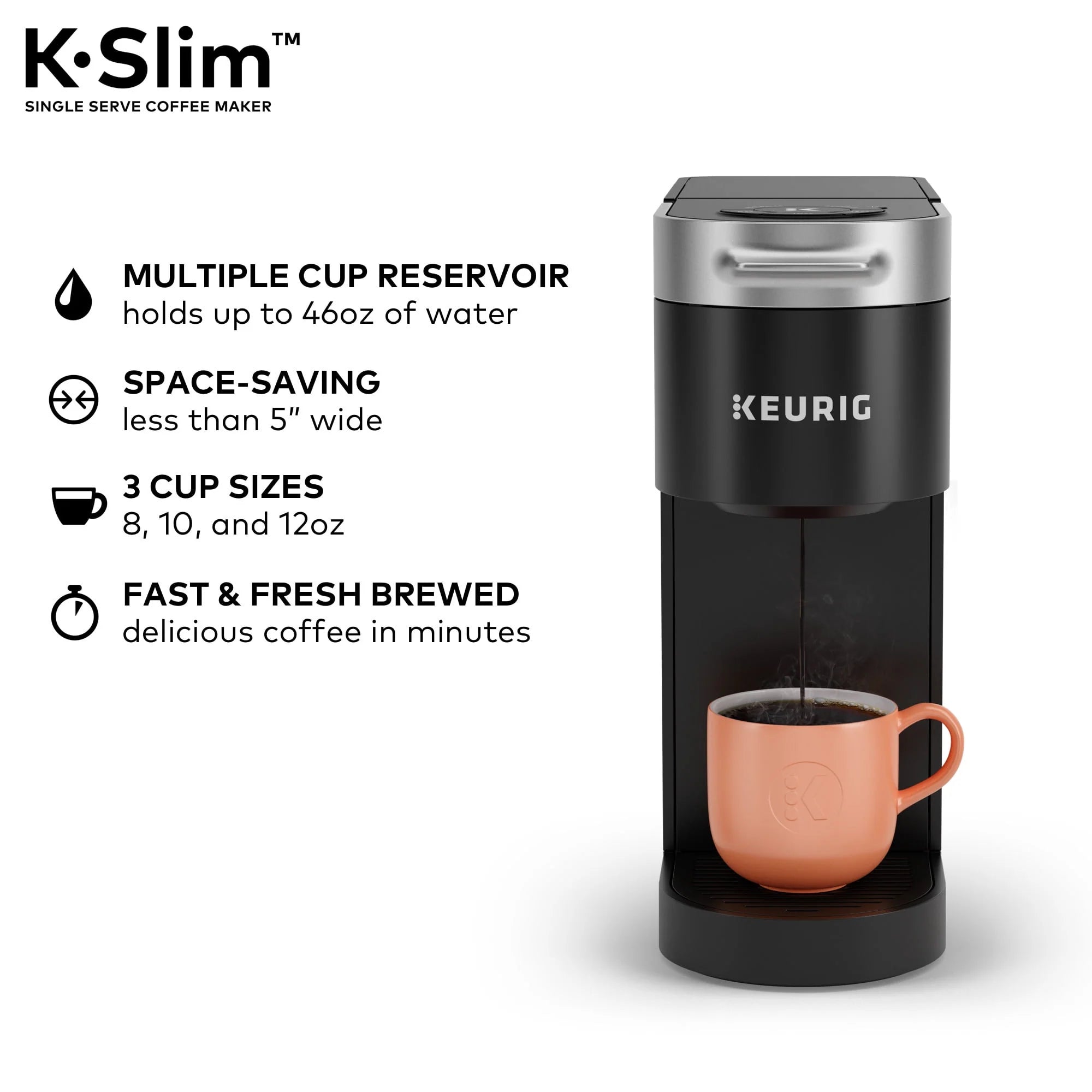 Keurig K-Slim Black Single-Serve K-Cup Pod Coffee Maker J75820